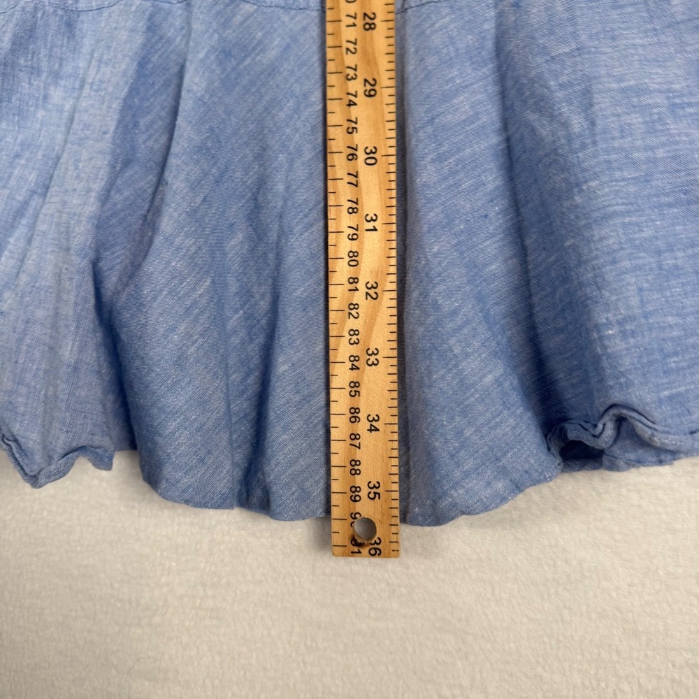 Tuckernuck Tunic Dress Womens XXL Blue Cotton Coastal Ruffle Puff Sleeve Pockets - Picture 6 of 9